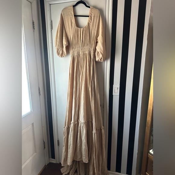 We Are Reclamation Ruffle Me Right Up Dress | Boho Maternity Photography Gown - Picture 6 of 6